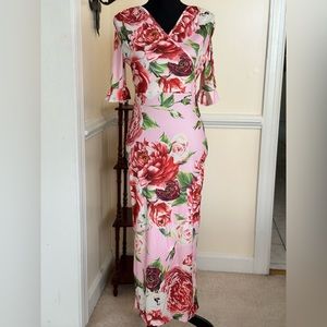 Floral Print Split Back Bodycon Dress